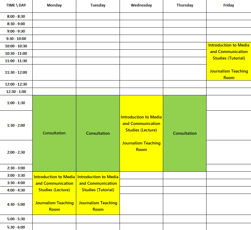 Timetable
